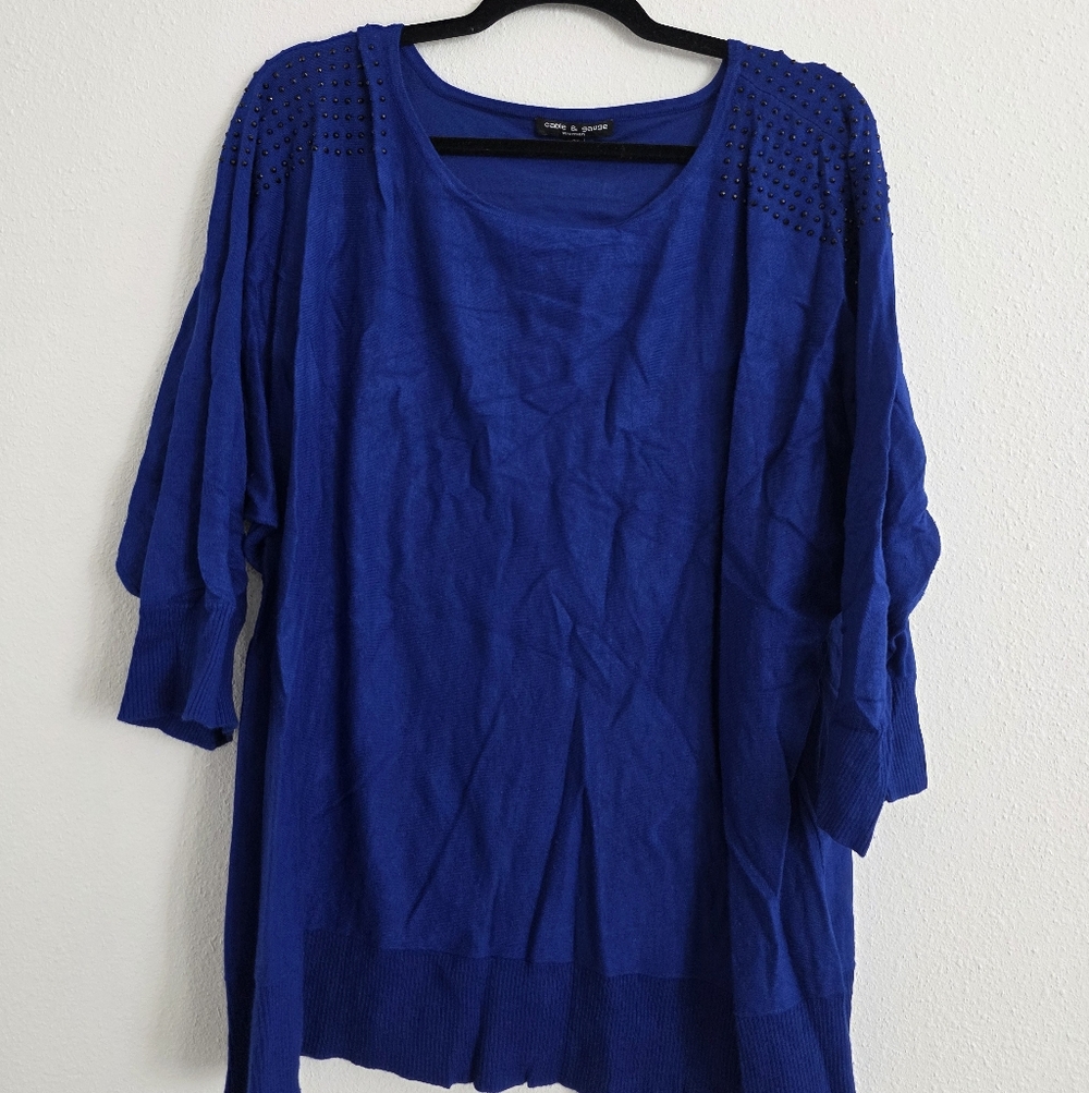 Blue Studded Women's Top
